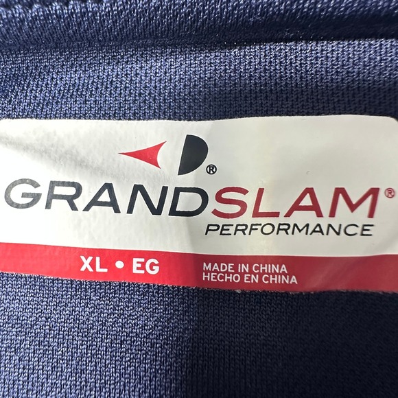 Grand Slam Performance Mens XL Navy Blue Striped Short Sleeve Golf Polo Shirt - Picture 6 of 7